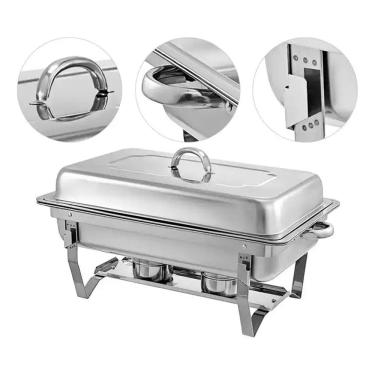 Imagem de Rechaud Retangular 9 Litros Com 1 Cuba Banho Maria Brinovar