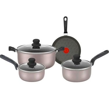 Imagem de Jogo de Panelas Rochedo Imusa Talent Revestimento Antiaderente 4 Peças Cinza