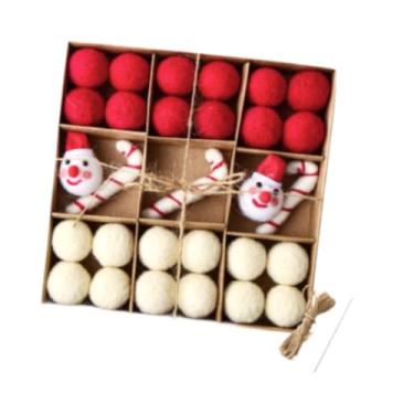 Imagem de harayaa DIY Conjunto de guirlanda de bola de feltro de Natal Guirlanda de Natal Faixa de feltro decorativa, enfeites de Natal pendurados para lareira, Boneco de Neve