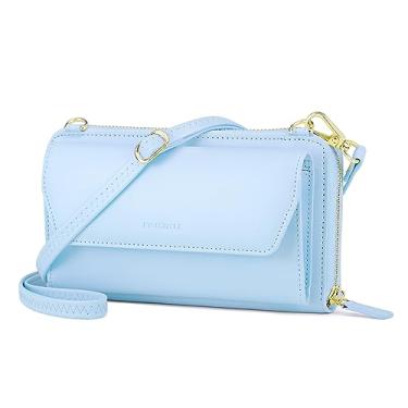 Imagem de nuoku Carteira feminina RFID bolsa de pulso transversal clutch com zíper em torno de 2 alças, Your Light Blue1