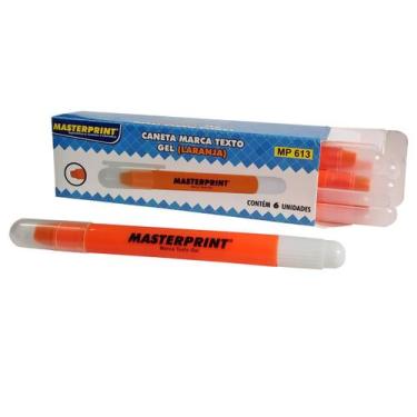 Imagem de Marca Texto em Gel Laranja Neon Ponta Retrátil Masterprint MP 613 Caix