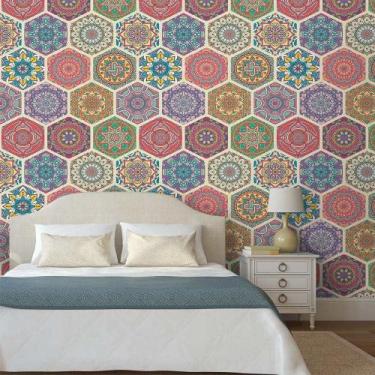 Imagem de Papel de Parede Mandalas Vintage Bege - QCola, 0,60 x 2,50 metros