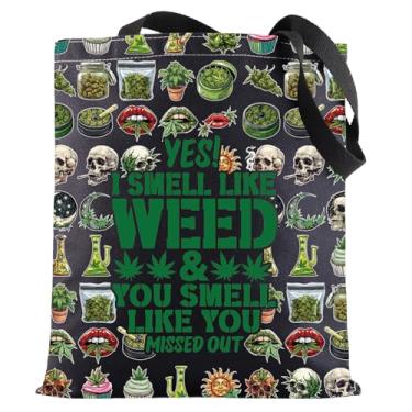 Imagem de G2TUP Sacola para amantes de ervas daninhas presente Yes I Smell Like Weed You Smell Like You Missed Out Bolsa de ombro 420 ervas daninhas presente, Yes I Smell Like