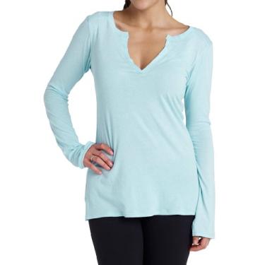 Imagem de Camiseta Henley de manga comprida orgânica Beyond Yoga Aqua, pequena