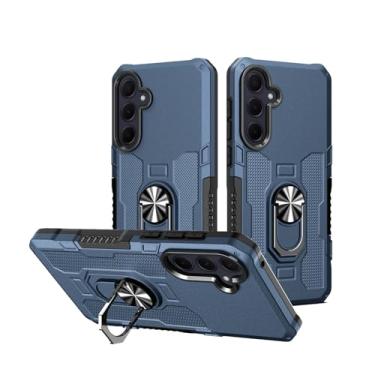 Imagem de OEURVQO Capa para Samsung A55 Galaxy A55, capa de telefone resistente militar, suporte de anel giratório, proteção para câmera, capa protetora para celular para Samsung Galaxy A55, azul