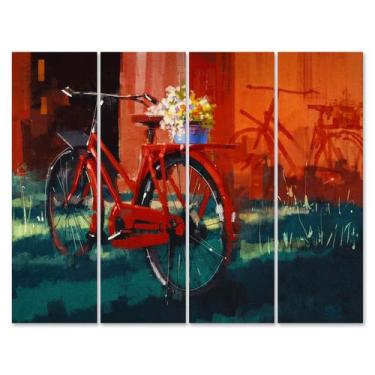 Imagem de Placa Decorativa para Sala em MDF Bicicleta Painel Kit 4 Placas - Quar