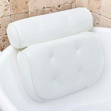 Imagem de Almofada de banheira para pescoço e ombro: Almofada de banheiro para spa com 6 ventosas. Almofada de banho luxuosa para banheira. Presentes de higiene pessoal para mulheres, presentes de banho relaxantes para mulheres ou mães que amam a pele