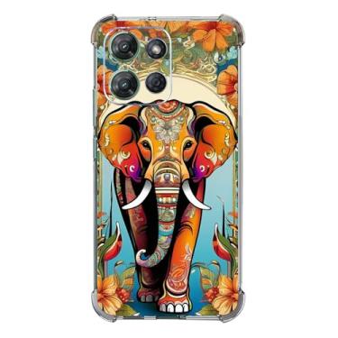 Imagem de Beaucov Capa para Moto G Power 2025, capa de proteção contra quedas de elefante laranja flores à prova de choque TPU capa protetora de corpo inteiro resistente a arranhões para Motorola Moto G Power