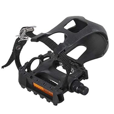 Imagem de DRBIKE Pedais de bicicleta com clipes de dedo do pé/gaiolas e tiras, pedais de bicicleta PP de 9/40.6 cm para bicicleta ergométrica mountain bike, 1 par
