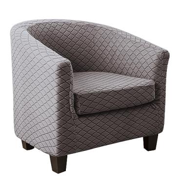Imagem de GSGC Capa de poltrona para cadeira de clube, 2 peças, xadrez, elástica, jacquard, capa de sofá redonda, macia, antiderrapante, removível, lavável, protetor de móveis para sala de estar e ler