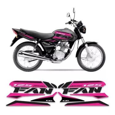 Imagem de Kit Adesivos Carenagem Honda Cg Fan 125 Rosa E Preto - Resitank