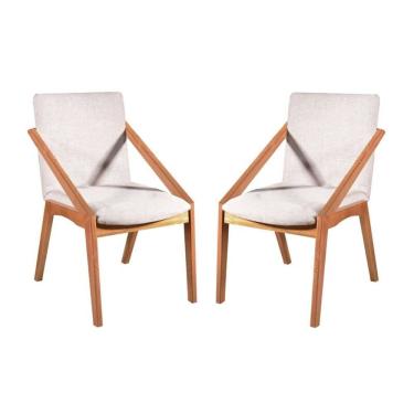 Imagem de Kit 2 Cadeiras Madeira Maciça Estofada com Braço - Lírio - Harmonia Salas