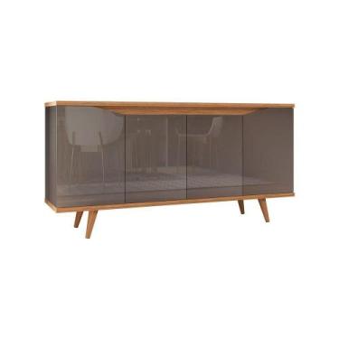 Imagem de Aparador Buffet 4 Portas Kira Cinza Pérola E Noce - DROSSI
