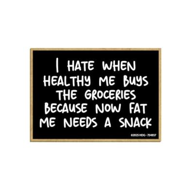 Imagem de Honey Dew Gifts, Hate When Healthy Me Buys The Groceries, 6,3 cm por 9 cm, decorações de armário, ímãs de geladeira, ímãs de geladeira, ímãs engraçados decorativos, 754837