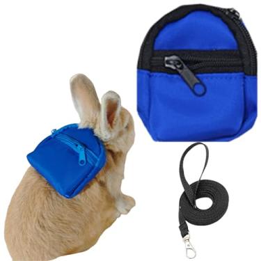 Imagem de Mochila de coelho para Squrriel conjunto de coleira de porquinho-da-índia pequenos acessórios de vestuário para animais de estimação feitos à mão para festa de volta às aulas para furões, ratos,