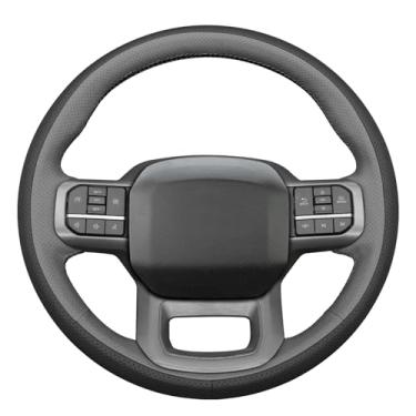 Imagem de MEWANT Capa de volante costurada à mão estilo 3D para Ford F-150 2021-2023 / F-150 Lightning 2022-2023 Acessórios de volante para Ford