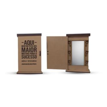Imagem de Decoração de Mesa Porta com Espelho Frase Motivacional Mdf Madeira - A