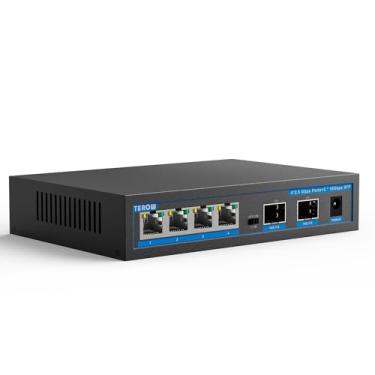 Imagem de TEROW Switch Ethernet de 6 Portas Não Gerenciado, 4 X 2,5 G Base-T e 2 X 10 G Sfp, Switch de Rede Multivelocidade, Compatível com Gigabit e 10 Gb, Montagem Em Desktop/Parede, Ideal para Ap, Nas, Pc