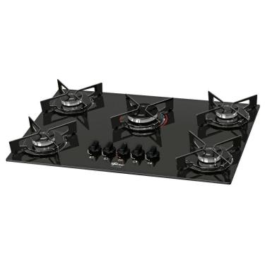 Imagem de Cooktop 5 Bocas Fischer Fit Line a Gás com Mesa de Vidro Temperado 