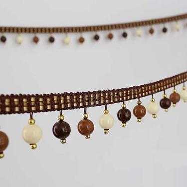 Imagem de Corra Fringes acabamento, 12 jardas penduradas com borla com barragem com toalhas de mesa de mesa de mesa Decoração renda com barra de contas para cortinas de acessório de costura, marrom+br