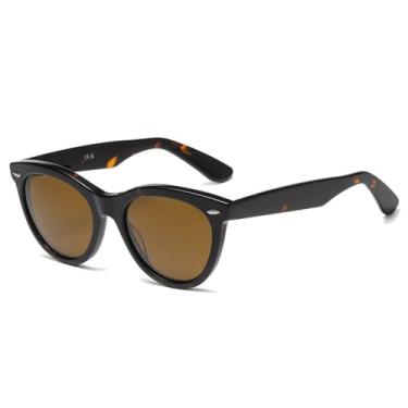 Imagem de Moda Acetato Mulheres Óculos de Sol Retro Moldura Redonda Lente de Vidro Ao Ar Livre Viagem Pesca Carro Dirigindo UV400, C2
