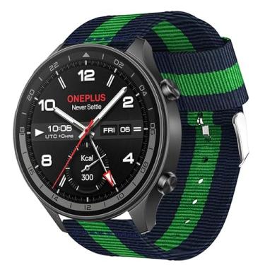 Imagem de Compatível com pulseiras OnePlus Watch 2R, pulseira de substituição de tecido de nylon de 22 mm compatível com relógio inteligente OnePlus Watch 2 de 46 mm/2R/1 (azul e verde, pulseira de tamanho de