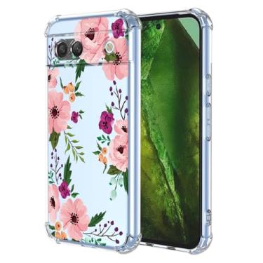 Imagem de RRXSYXL Capa para Google Pixel 8A com estampa floral transparente, capa macia à prova de choque para Google 8A, flor de cerejeira