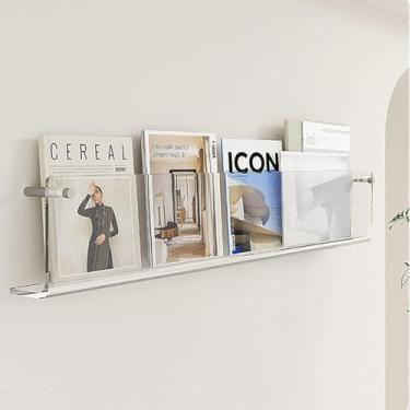 Imagem de ZDJZMGZ Porta-revistas de acrílico transparente montado na parede, suporte de exibição de folheto de arquivo suspenso, rack de armazenamento de folheto de catálogo para showroom (120 cm)