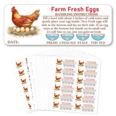 Imagem de GOMAKERER 180 adesivos de ovos frescos de fazenda, etiquetas de caixa de ovos não lavados, adesivos de PET para embalagem de ovos, instruções de manuseio, adesivos de papelão, suprimentos agrícolas