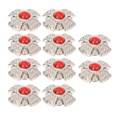 Imagem de Botões de Travessuras de Parafuso, Rebites Multifuncionais Couro 10 Conjuntos Pedras Preciosas Pedras Retro para Selas Sacolas Vinho (Vermelho)