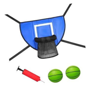 Imagem de kowaku Mini Trampolim Cesta de Basquete Acessórios para Trampolim Aro Separável para Enterradas Seguras Rodapé Leve Gol de Basquete, Azul