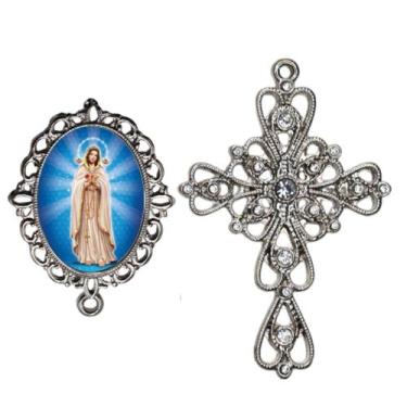 Imagem de Crucifixo Arabesco Terço de Noiva Relicario Nossa Senhora Mistica Peça