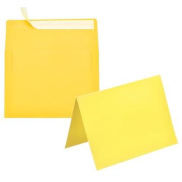Imagem de PATIKIL Pacote com 20 envelopes amarelo-limão, 12 x 17 cm, envelopes autoselados A7 com cartolina dobrada para cartões comemorativos, convites de casamento, aniversário, convites para envio de cartas