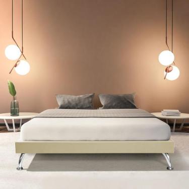 Imagem de Estrutura para Cama Base Japonesa 195cm em Veludo Bege - ARTE ESTOFADO