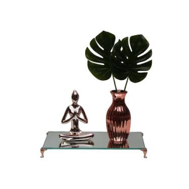 Imagem de Estatua Yoga Meditação Rose + Vaso com Planta + Bandeja - Onix