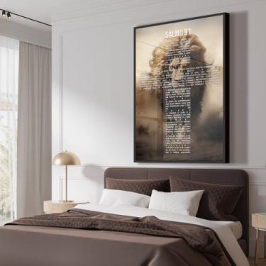 Imagem de Quadro decorativo salmo 91 - MeMoldura, 80x120cm, Moldura Preta + Vidr
