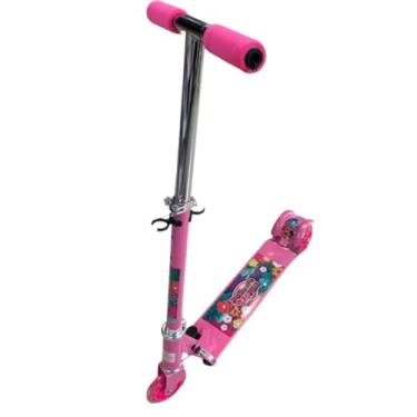 Imagem de Patinete Infantil 3 Rodas, Dobrável, Azul com Detalhes em Chamas, Ideal para Crianças (Rosa)