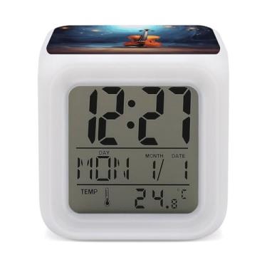 Imagem de RTFGHJS Despertador, violino, pôster, despertador colorido, pequeno visor de LED, despertador digital, relógio compacto, relógio eletrônico para quartos, cabeceira, mesa, prateleira, tamanho único