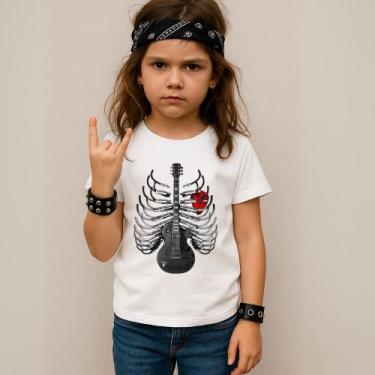 Imagem de Camiseta Infantil Unissex Estampada Costela Guitarra Coração 035 Blusa