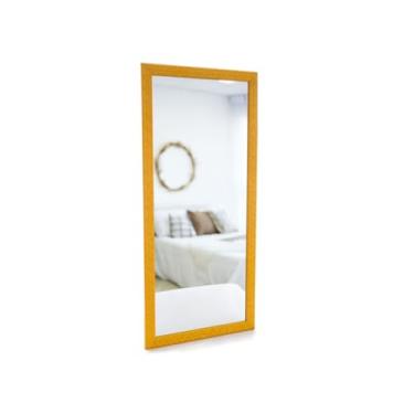 Imagem de Espelho Com Moldura Para Pendurar Na Parede 34X75CM Sala Quarto Hall Lavabo Banheiro Metade Do Corpo Preto(Amarelo)