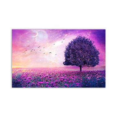 Imagem de Quadro de arte de parede em tela natural roxo floral árvore paisagem impressão em tela paisagem em tela sala de estar decoração de parede pôster e impressões 40 x 65 cm 15 x 65 cm sem moldura