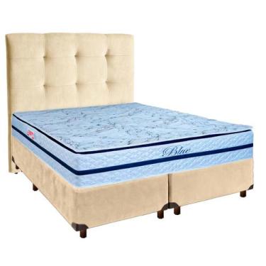 Imagem de Conjunto Cama Box Blindado Casal + Colchão Molas Ensacadas Blue Paropa