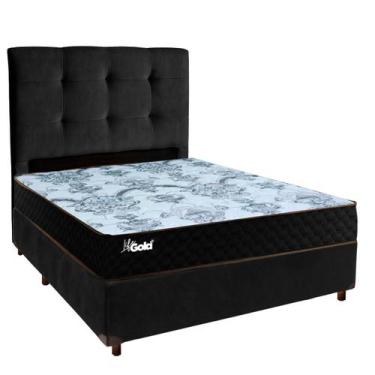 Imagem de Conjunto Cama Box Preto Casal + Colchão Molas Ensacadas Life Gold Paro