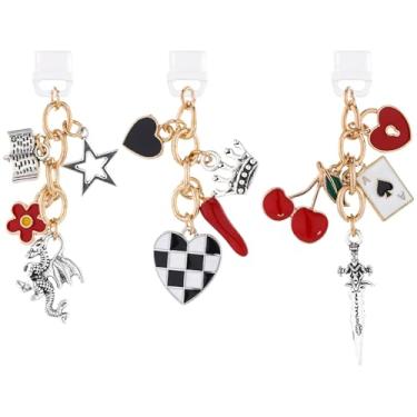 Imagem de TAKEALOOKO Berloques de plugue de poeira para Kindle - 3 peças de plugue de poeira decorativo estilo pôquer vintage, fantasia estética, presente de pingente de dragão para amantes de livros de