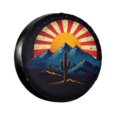 Imagem de LOJAOGON Design da bandeira do Arizona com capa de pneu sobressalente do deserto protetores de roda à prova de poeira capa de pneu para trailer, trailer, areia muitos veículos 43.2 cm