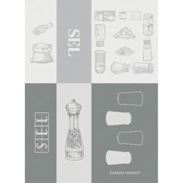 Imagem de Toalha de cozinha francesa Garnier Thiebaut Les Salieres Calcite (The Bright Salt) 56 x 79 cm, algodão, jacquard