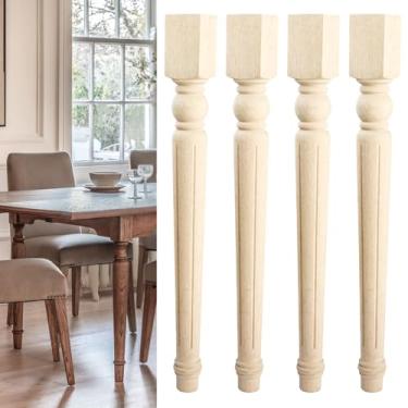 Imagem de Btowin VCF 73,6 x 7,6 x 7,6 cm pernas de mesa de colheita de madeira, 4 peças de pernas de ilha de cozinha inacabadas, colunas de armário de madeira maciça, pernas de bancada de substituição para mesa