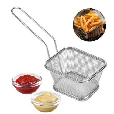Imagem de Cesto Peneira Para Fritura Em Inox Para Servir Porções de Fritas, Nugg