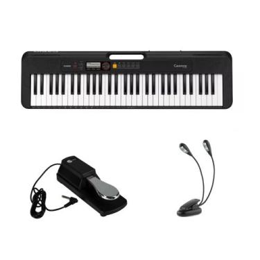 Imagem de Teclado Casio Casiotone CT-S200 BK com Luminária e Pedal Kit