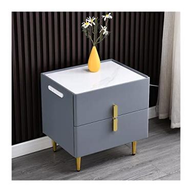 Imagem de XIANGGUI 1983 Mesa de cabeceira móveis pequeno armário estreito tábua de pedra mesa de cabeceira móveis de madeira quarto cabeceira cabeceira mesa lateral (cor: cinza escuro, comprimento: 39,9 cm)